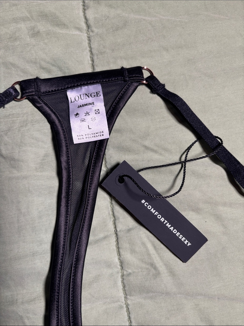 Lounge 3 Piece set w/ Black Bra, Garter Belt & Thong Jasmine - Picture 11 of 11